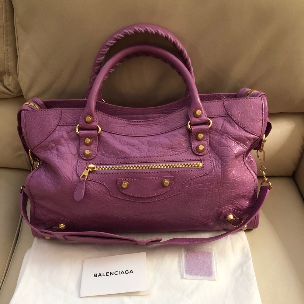 Authentic Balenciaga city large bag dust pink